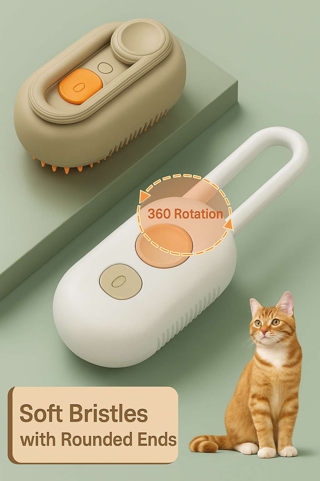 Pet Spray Massage Brush – Massaging Brush with Spray and One-Button Hair Removal