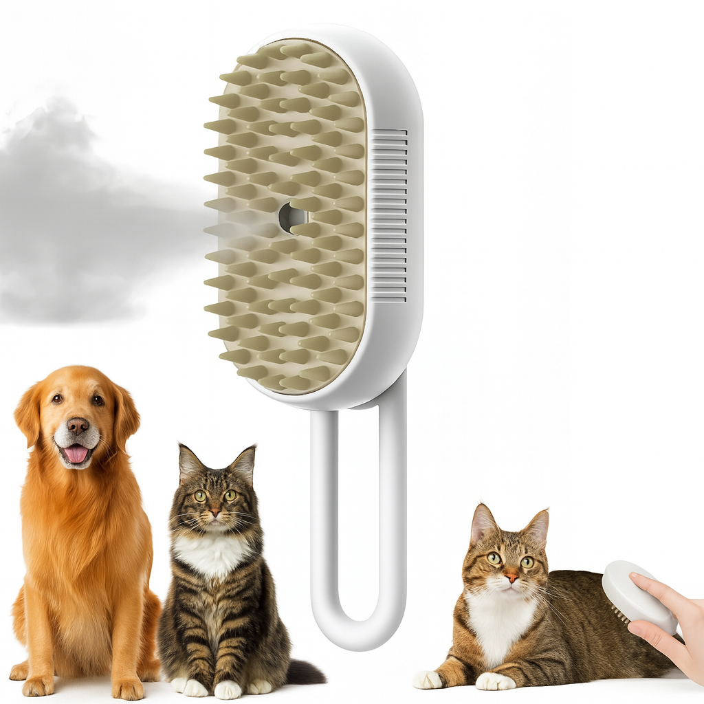Pet Spray Massage Brush – Massaging Brush with Spray and One-Button Hair Removal