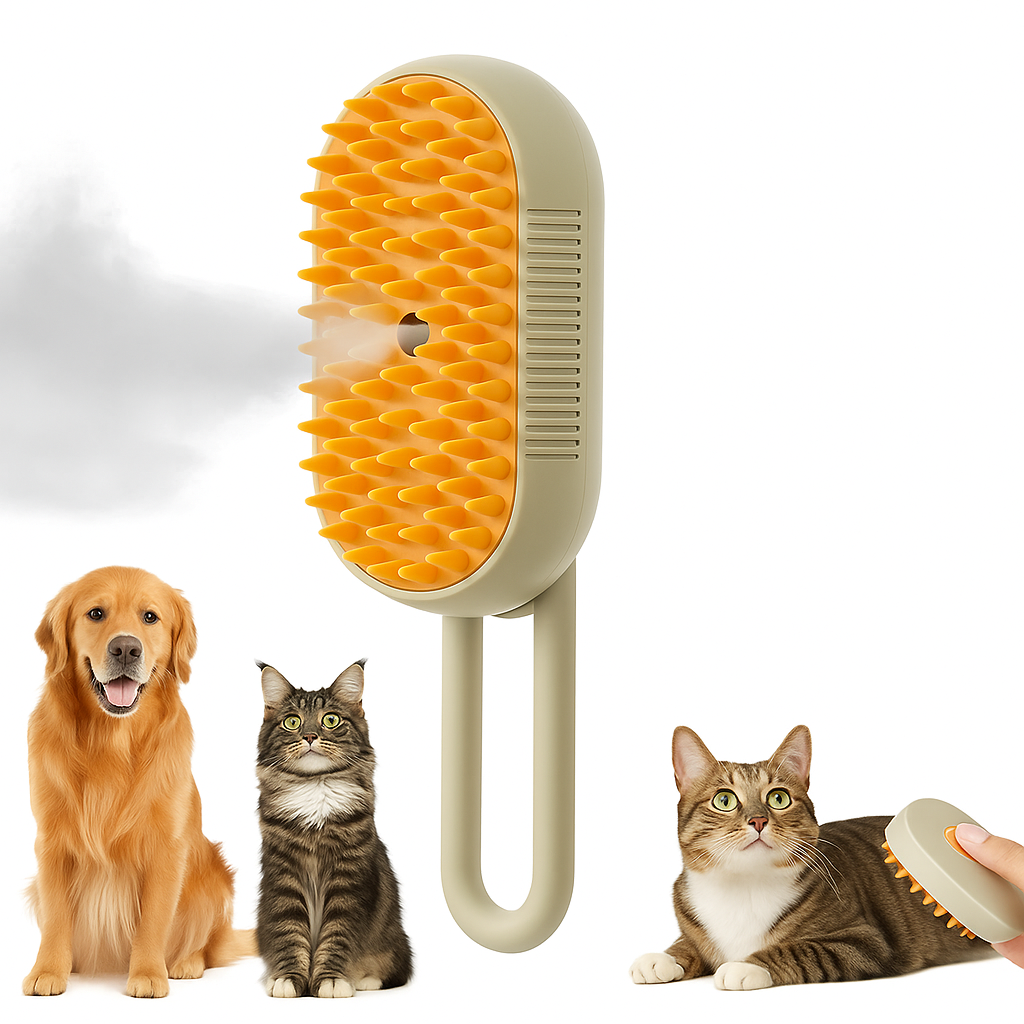 Pet Spray Massage Brush – Massaging Brush with Spray and One-Button Hair Removal